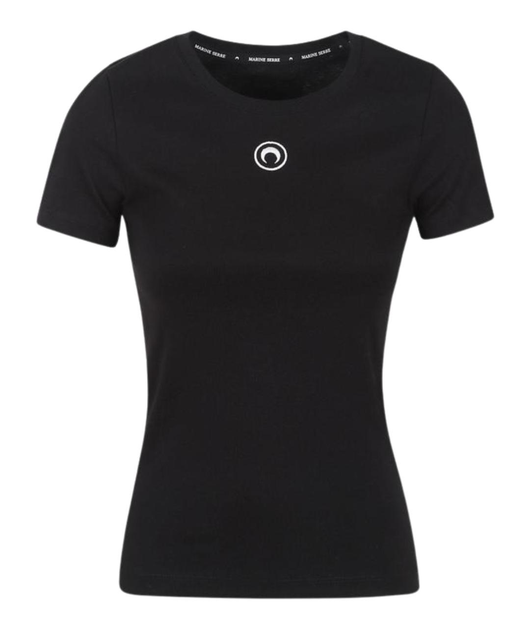 MARINE SERRE Черная хлопковая футболка, фото 1