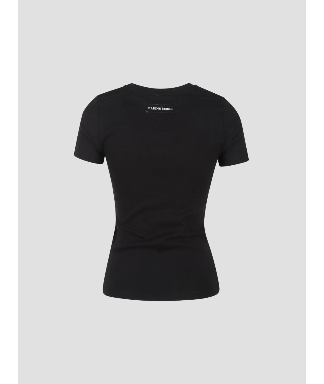 MARINE SERRE Черная хлопковая футболка, фото 2