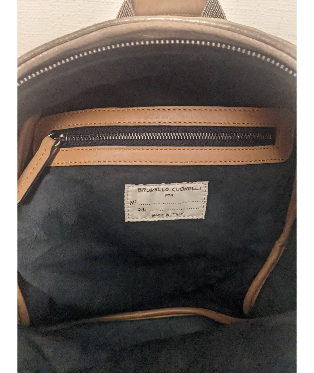 BRUNELLO CUCINELLI Золотой кожаный рюкзак, фото 4