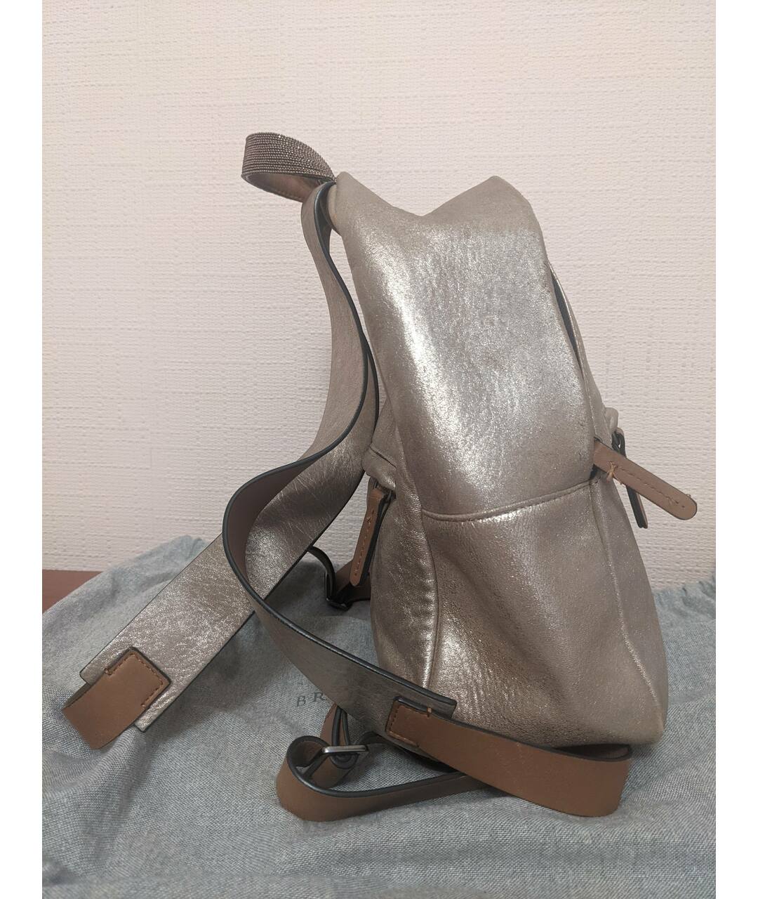 BRUNELLO CUCINELLI Золотой кожаный рюкзак, фото 2