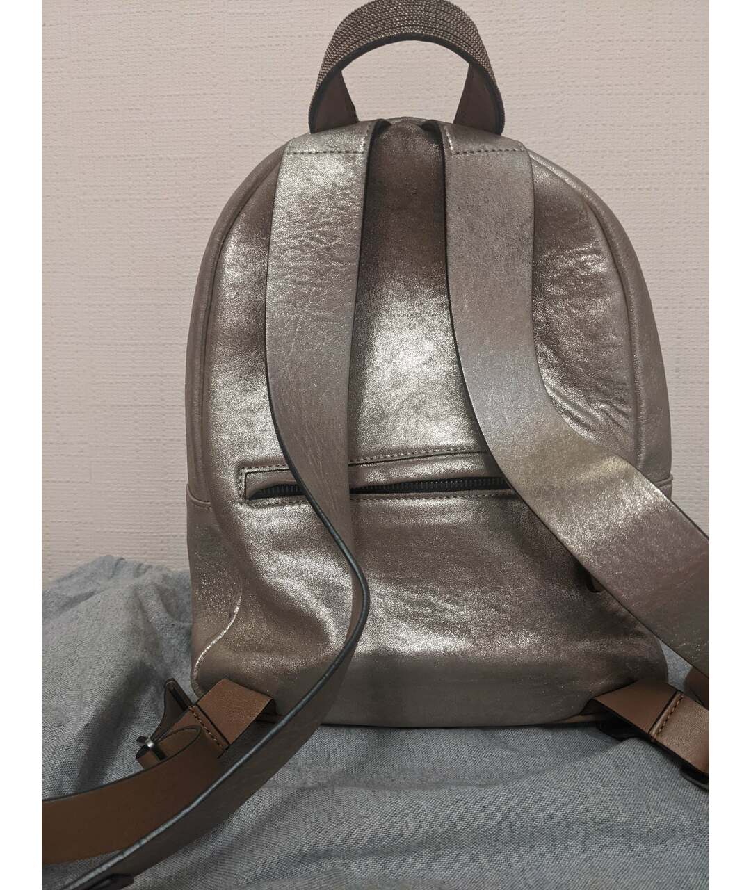 BRUNELLO CUCINELLI Золотой кожаный рюкзак, фото 3