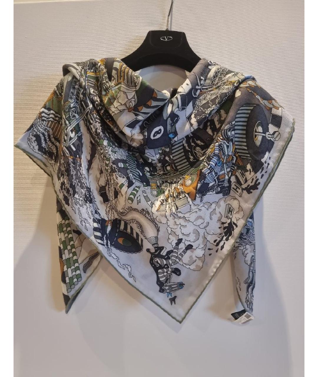 HERMES Серый кашемировый шарф, фото 6