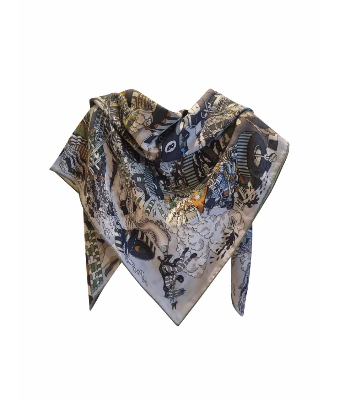 HERMES Серый кашемировый шарф, фото 1