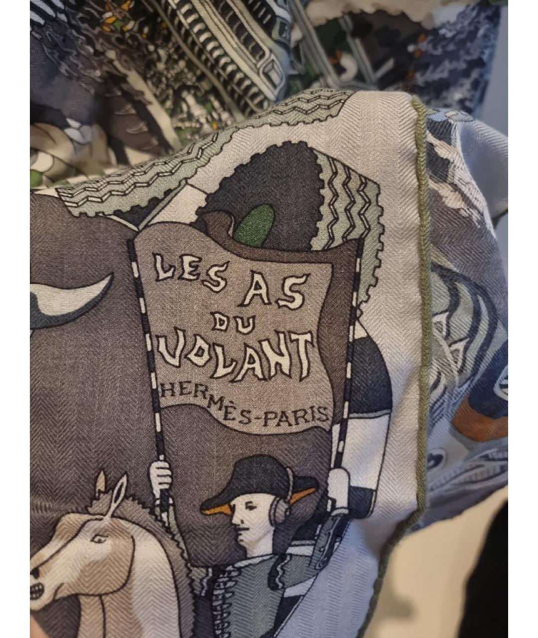 HERMES Серый кашемировый шарф, фото 3