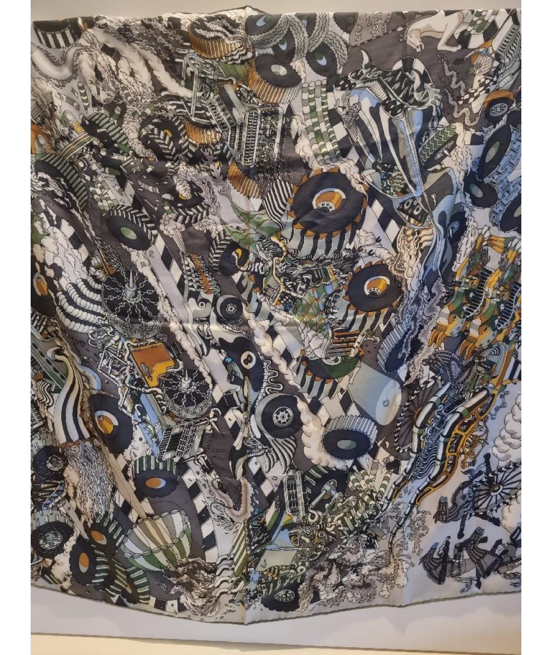 HERMES Серый кашемировый шарф, фото 5