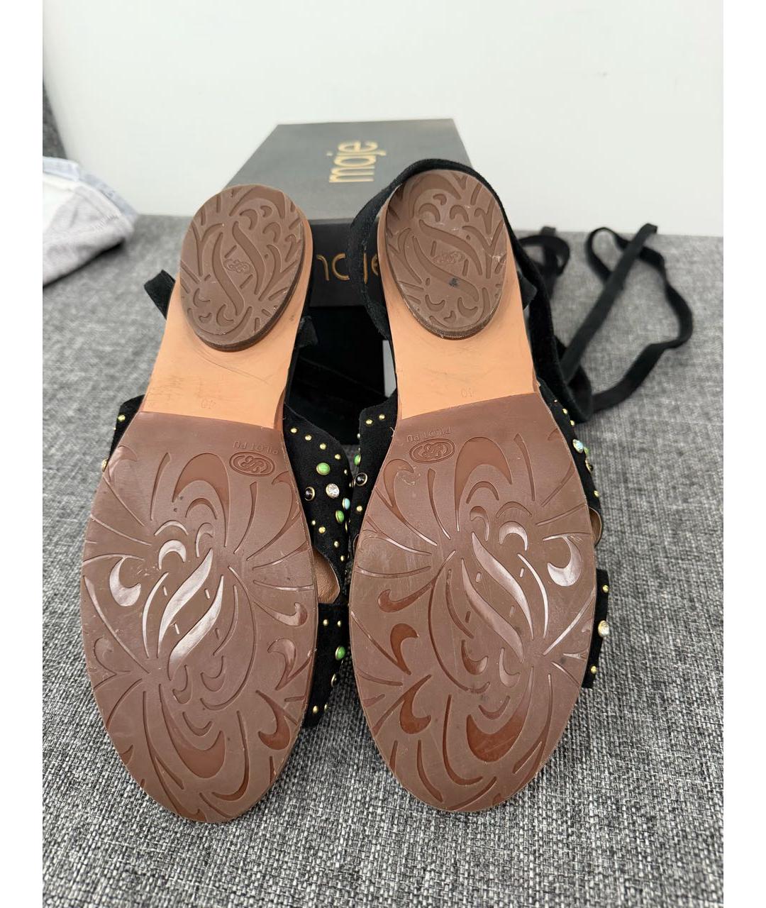 MAJE Черные кожаные босоножки, фото 4