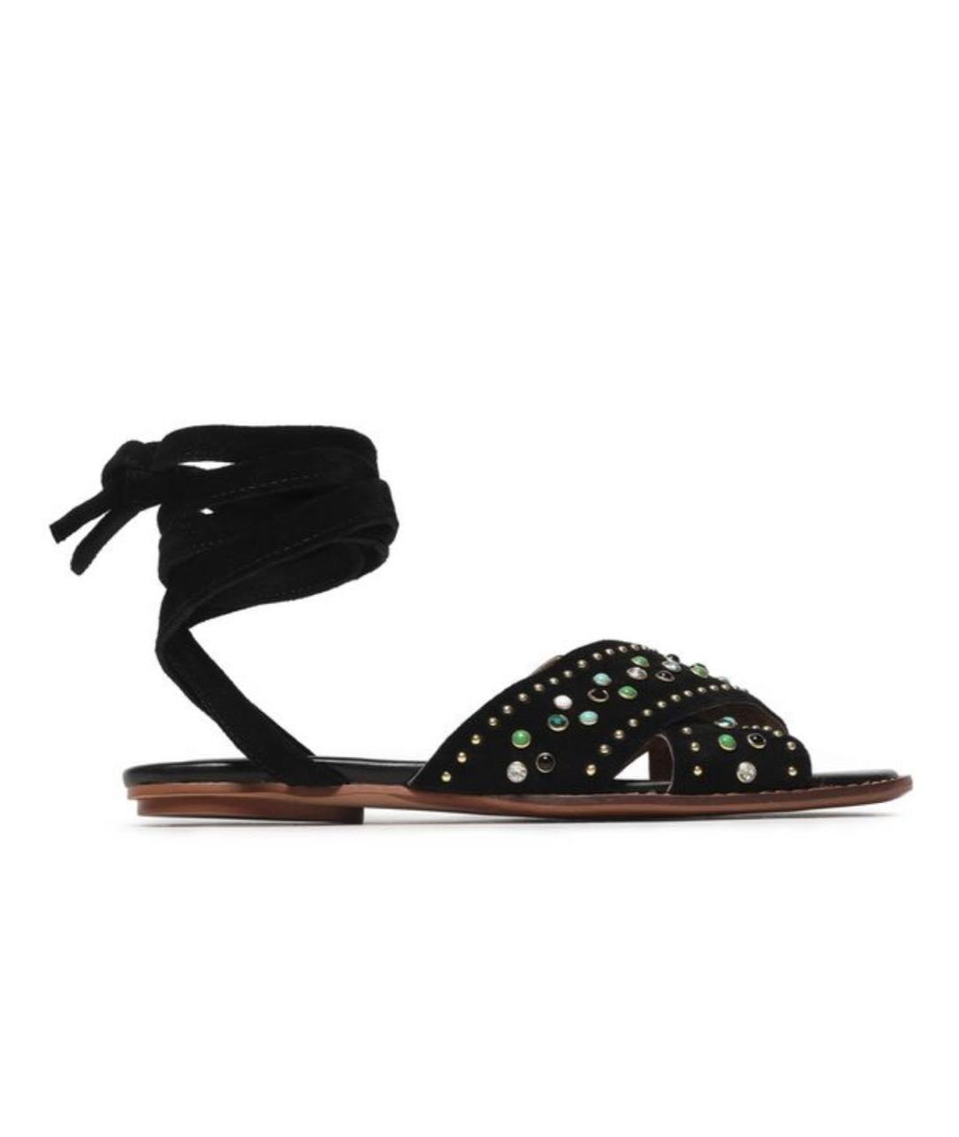 MAJE Черные кожаные босоножки, фото 1