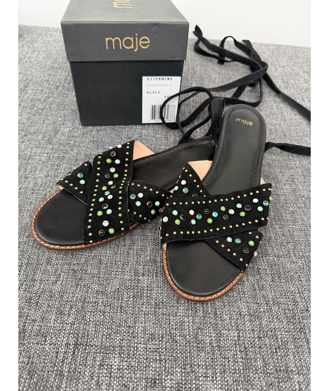 MAJE Черные кожаные босоножки, фото 3