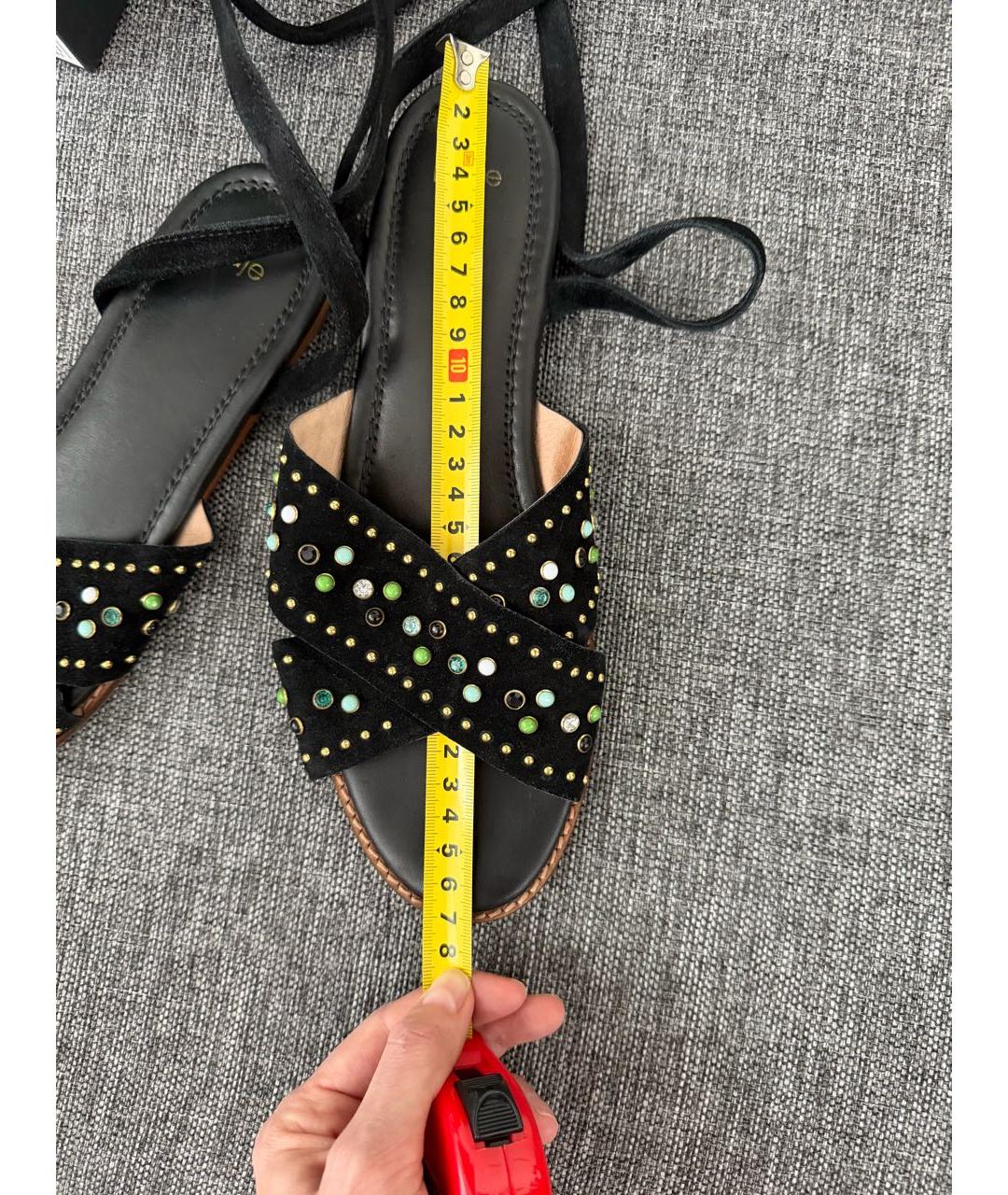 MAJE Черные кожаные босоножки, фото 6