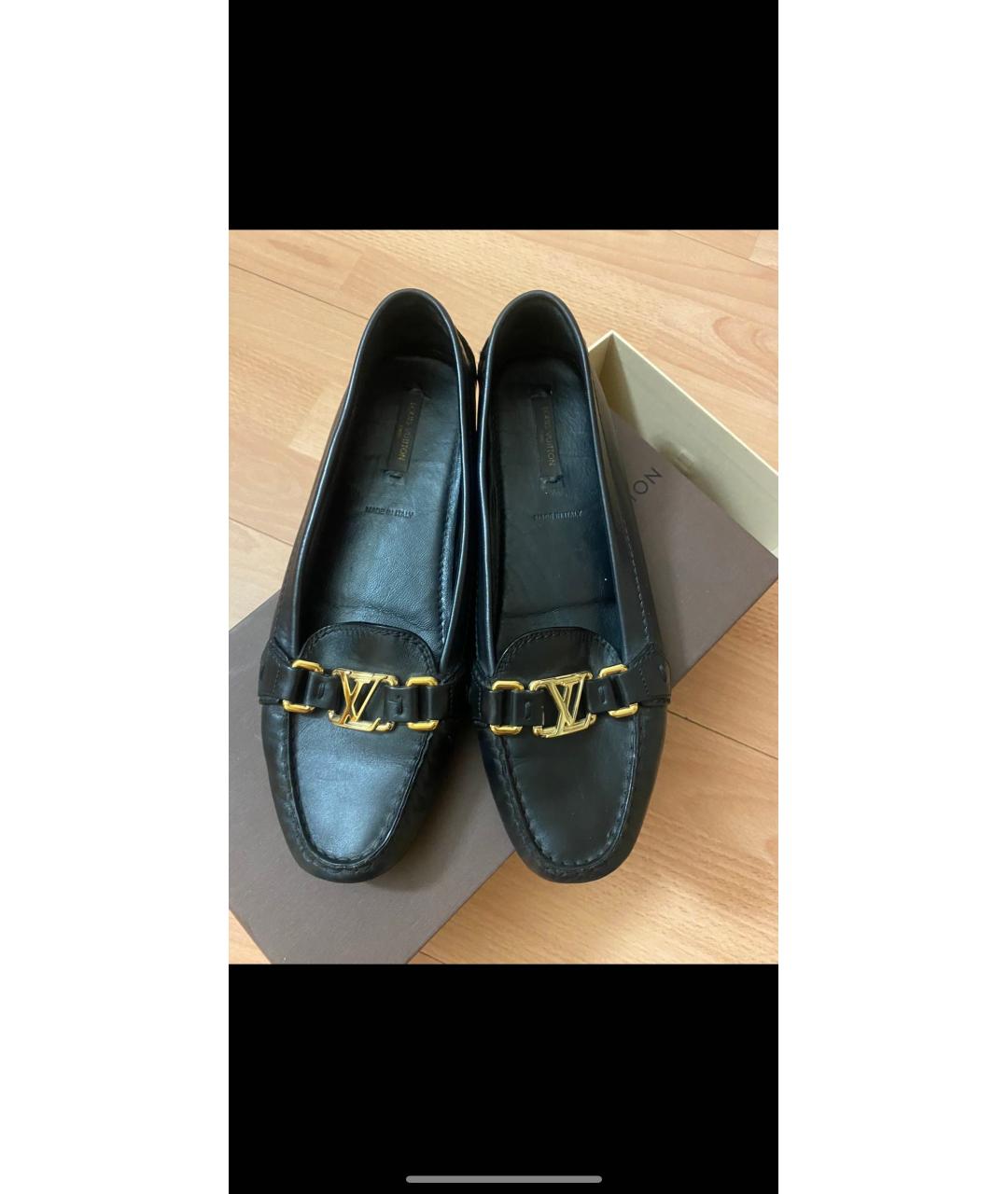 LOUIS VUITTON Черные кожаные мокасины, фото 2