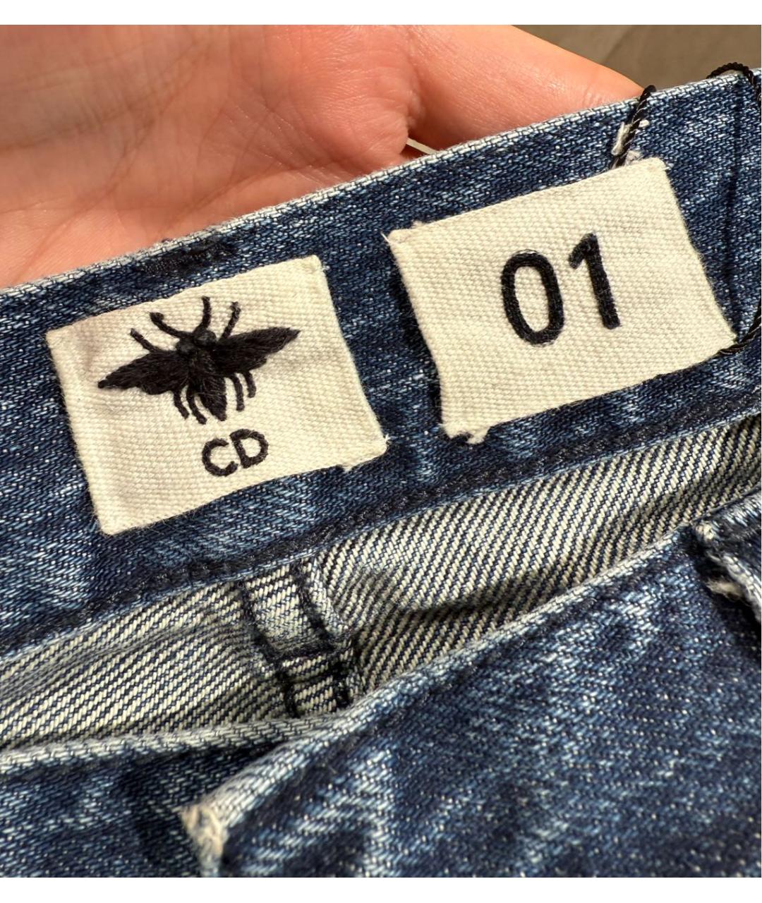 CHRISTIAN DIOR Голубые хлопковые прямые джинсы, фото 6
