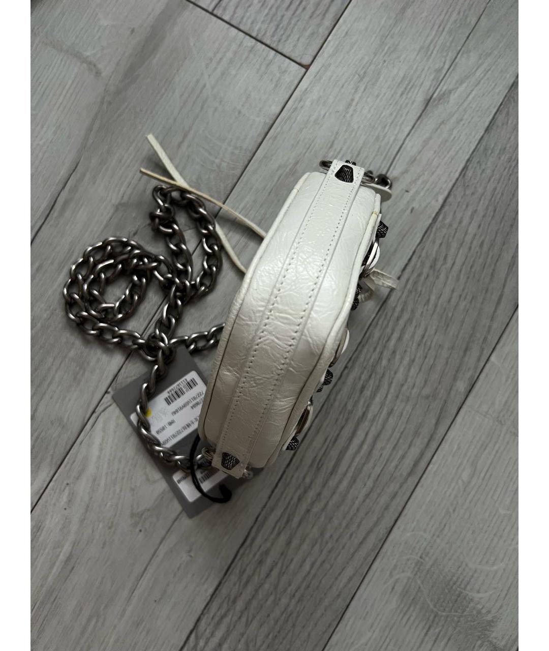 BALENCIAGA Белая кожаная сумка через плечо, фото 6