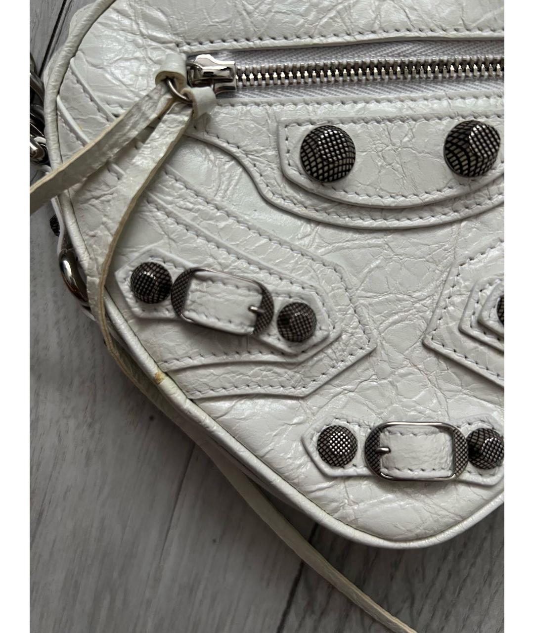 BALENCIAGA Белая кожаная сумка через плечо, фото 5