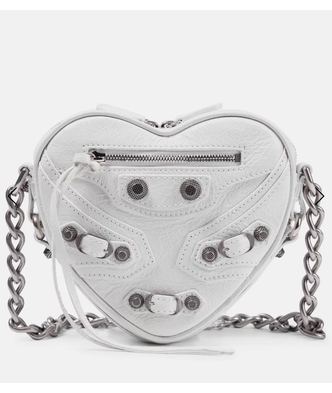 BALENCIAGA Белая кожаная сумка через плечо, фото 9