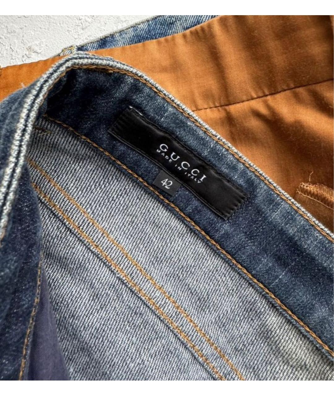 GUCCI Синие хлопко-эластановые джинсы клеш, фото 3