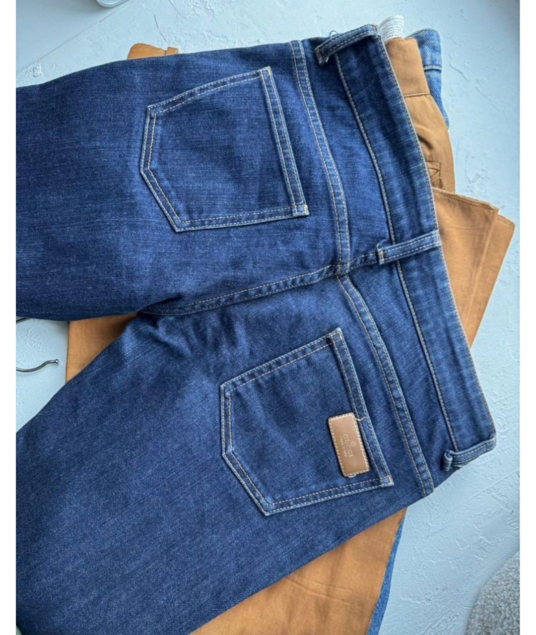 GUCCI Синие хлопко-эластановые джинсы клеш, фото 5