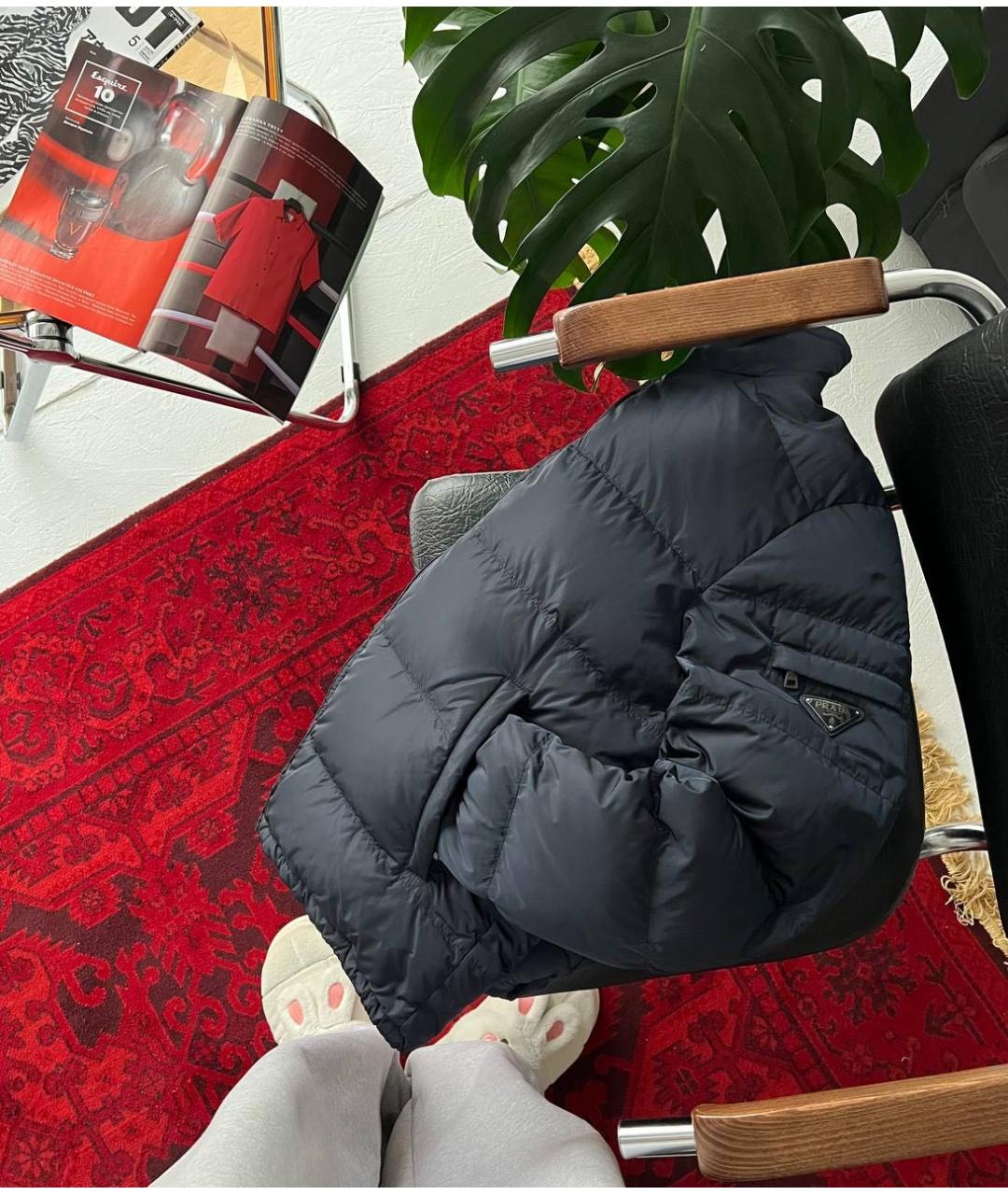 PRADA Темно-синий полиамидовый пуховик, фото 3