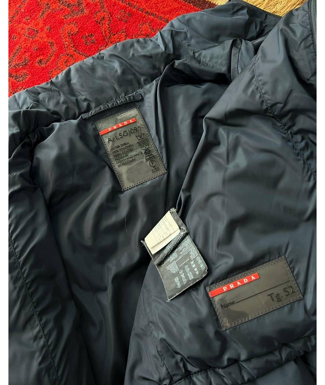 PRADA Темно-синий полиамидовый пуховик, фото 7