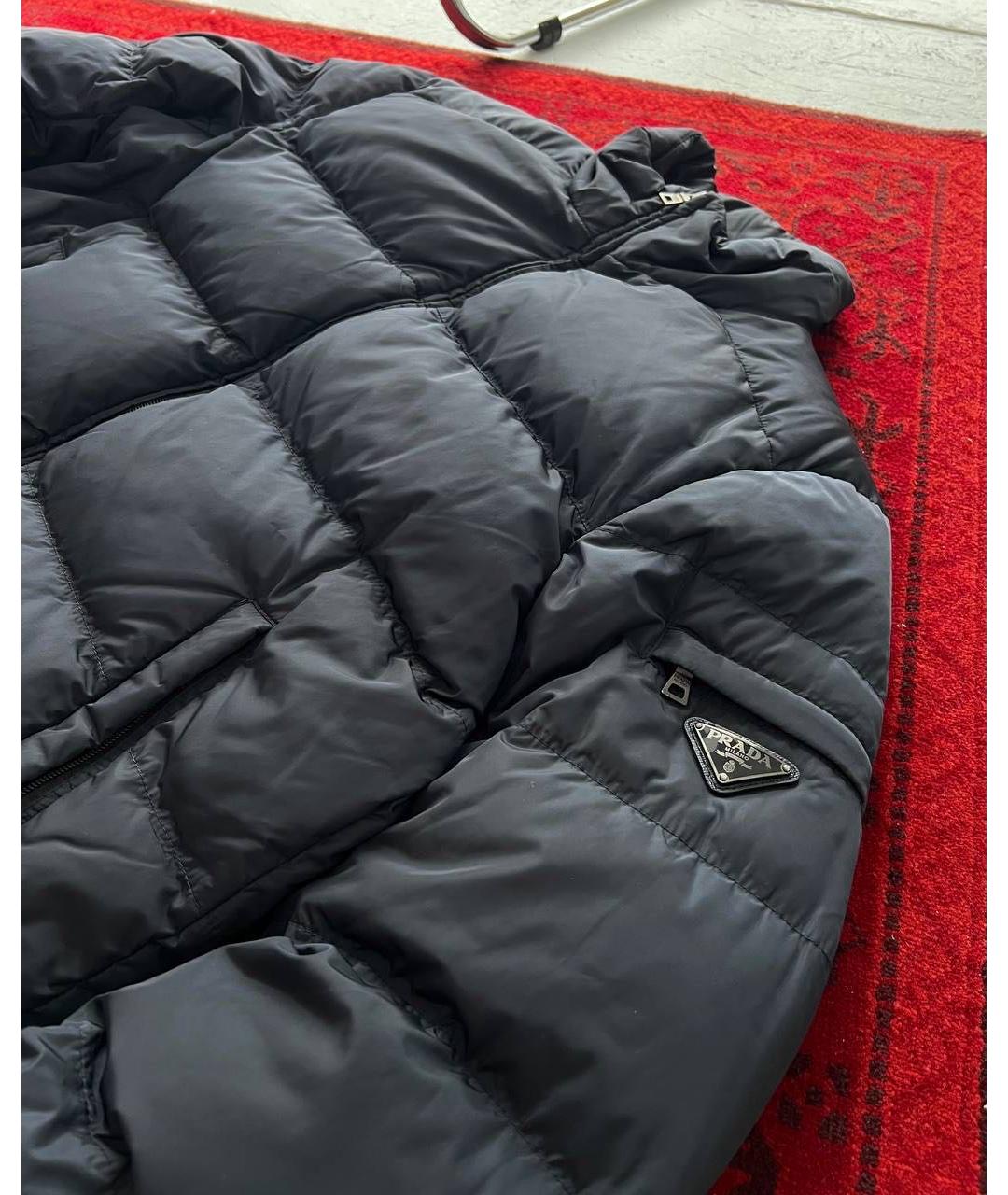 PRADA Темно-синий полиамидовый пуховик, фото 4