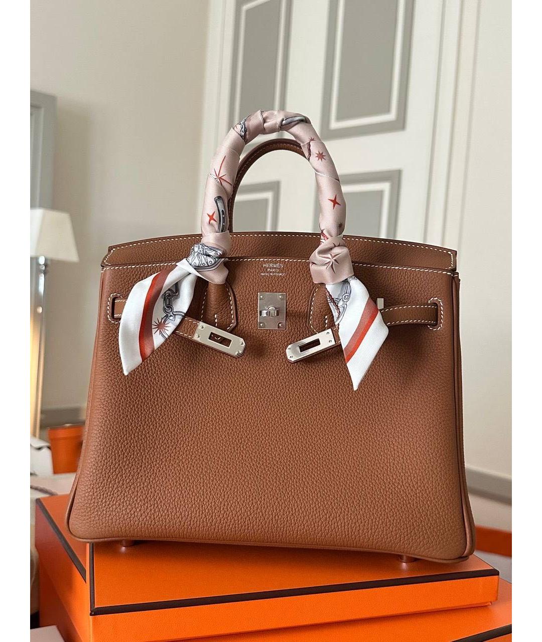 HERMES Бежевый шелковый платок, фото 3