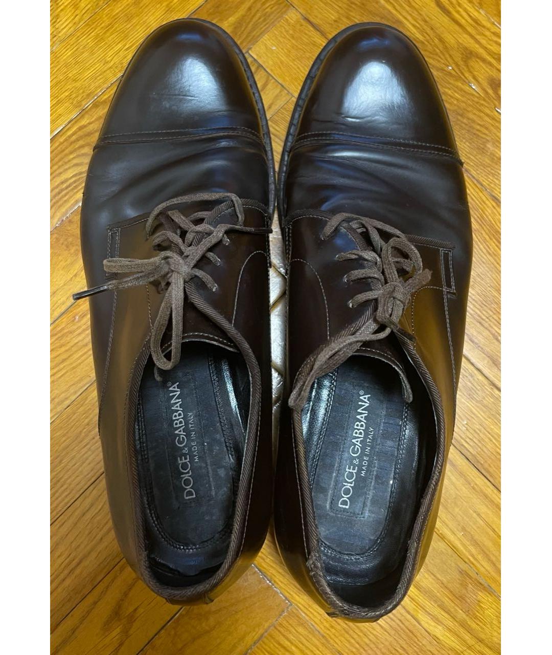 DOLCE&GABBANA Коричневые кожаные туфли, фото 3