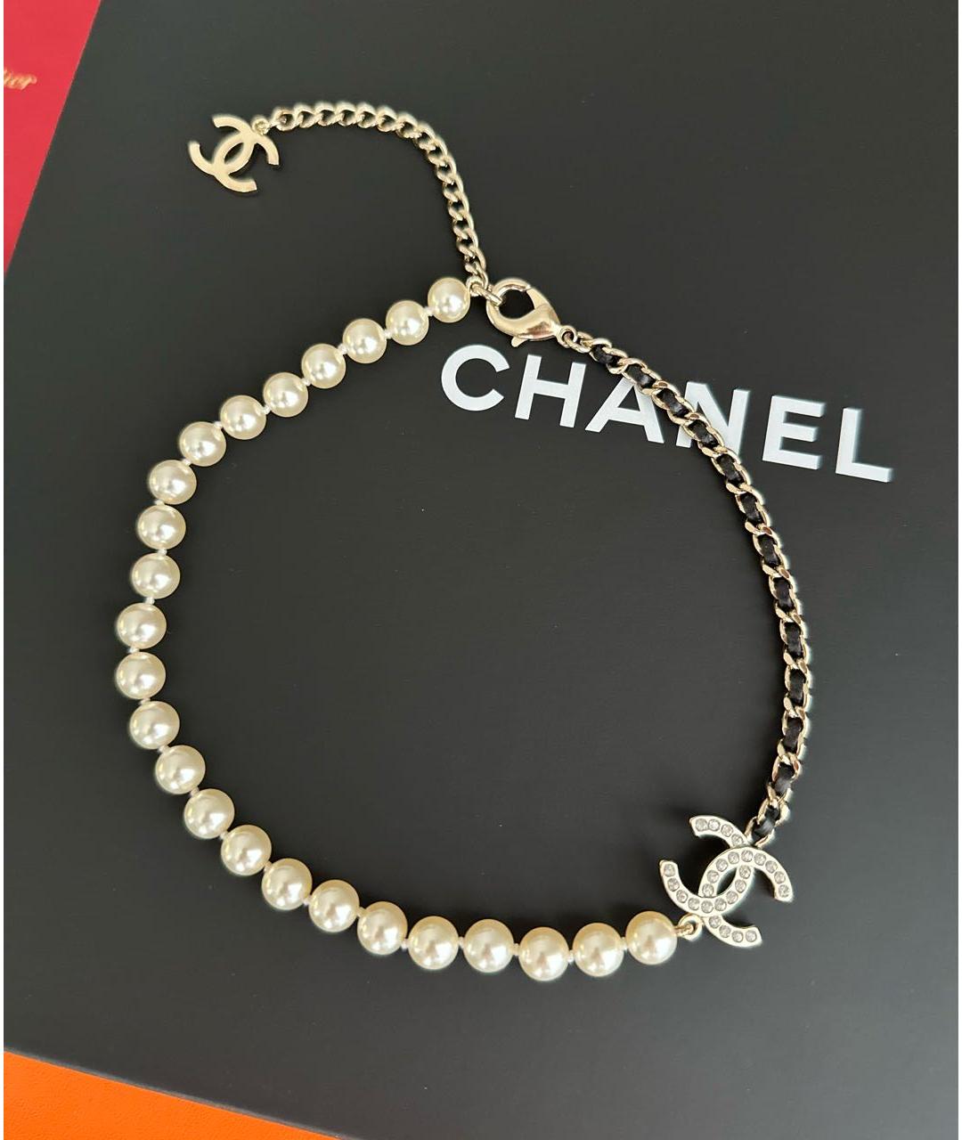 CHANEL Белый металлический чокер, фото 2