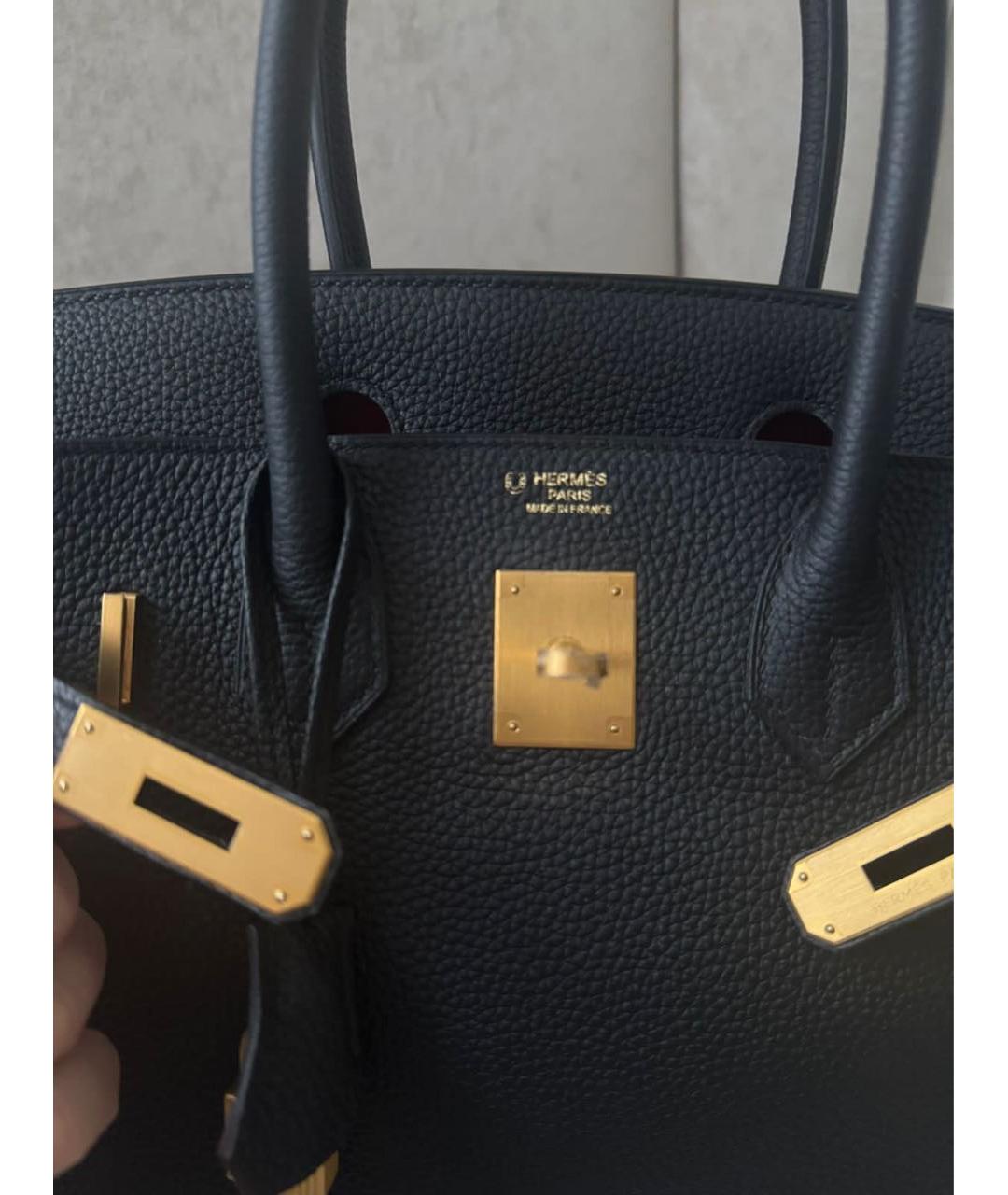 HERMES Черная кожаная сумка с короткими ручками, фото 8