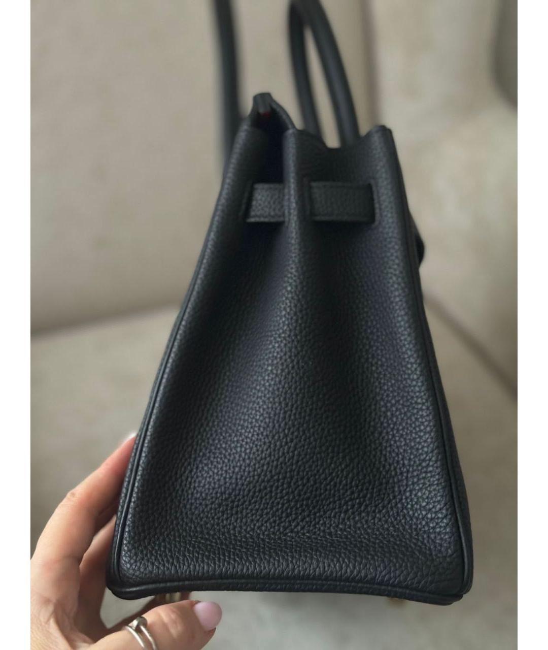 HERMES Черная кожаная сумка с короткими ручками, фото 2