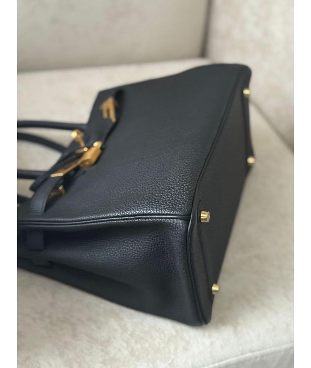 HERMES Черная кожаная сумка с короткими ручками, фото 7