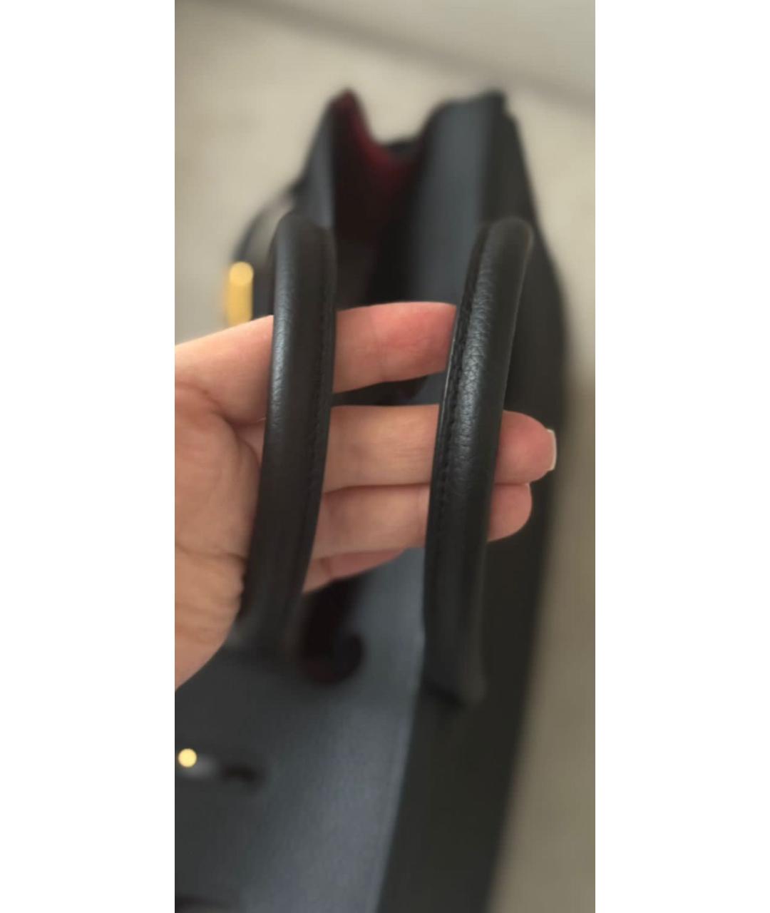 HERMES Черная кожаная сумка с короткими ручками, фото 5