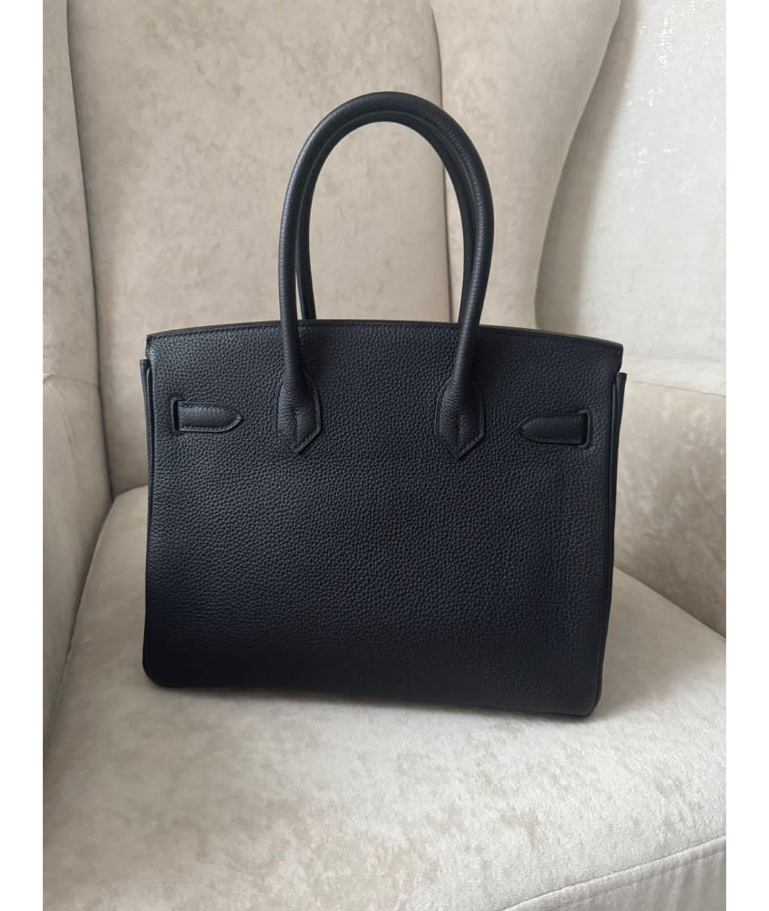 HERMES Черная кожаная сумка с короткими ручками, фото 3