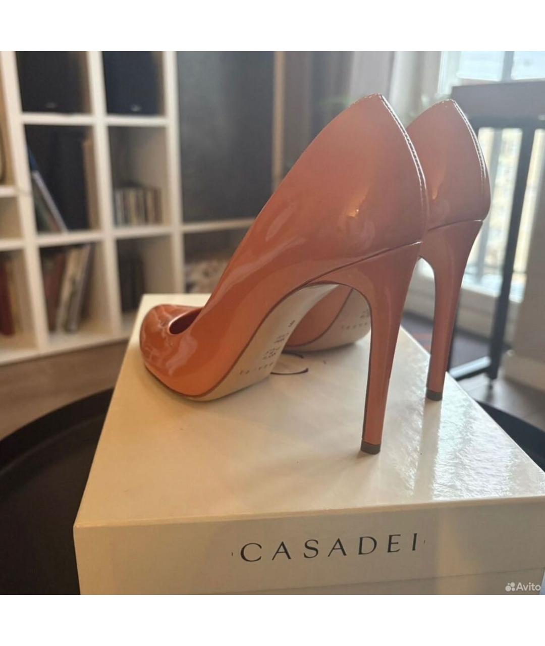 CASADEI Оранжевое туфли из лакированной кожи, фото 3