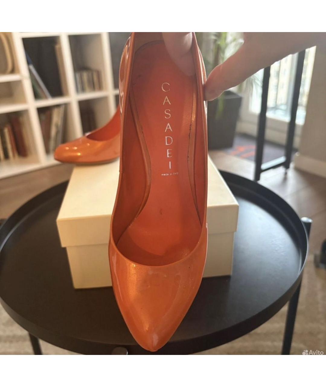 CASADEI Оранжевое туфли из лакированной кожи, фото 2