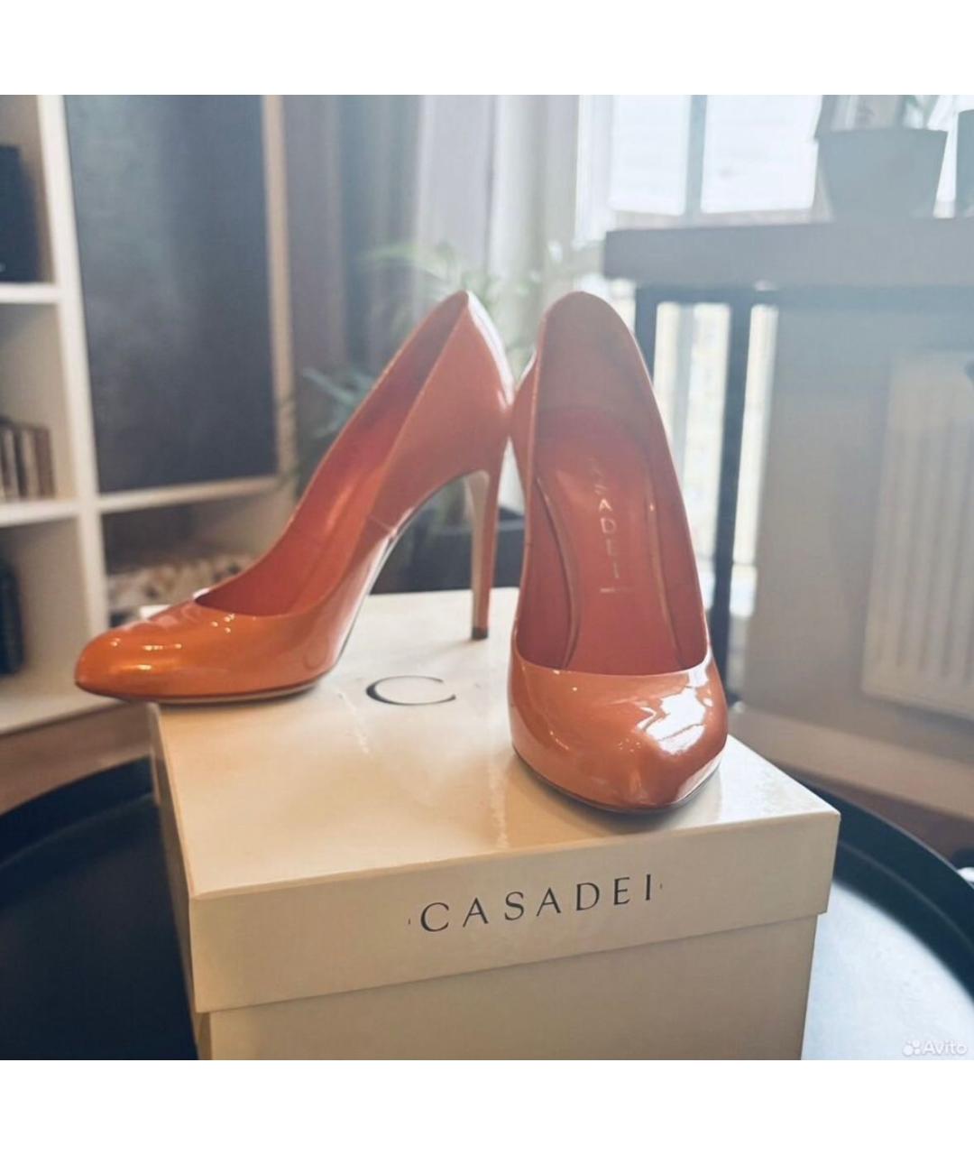 CASADEI Оранжевое туфли из лакированной кожи, фото 8