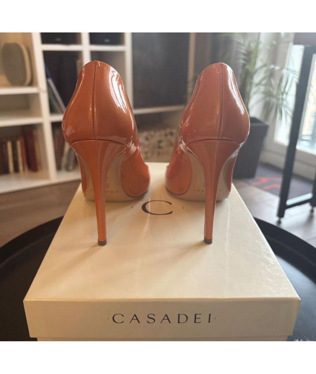 CASADEI Оранжевое туфли из лакированной кожи, фото 4