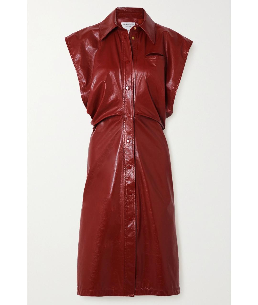 BOTTEGA VENETA Красное кожаное коктейльное платье, фото 5