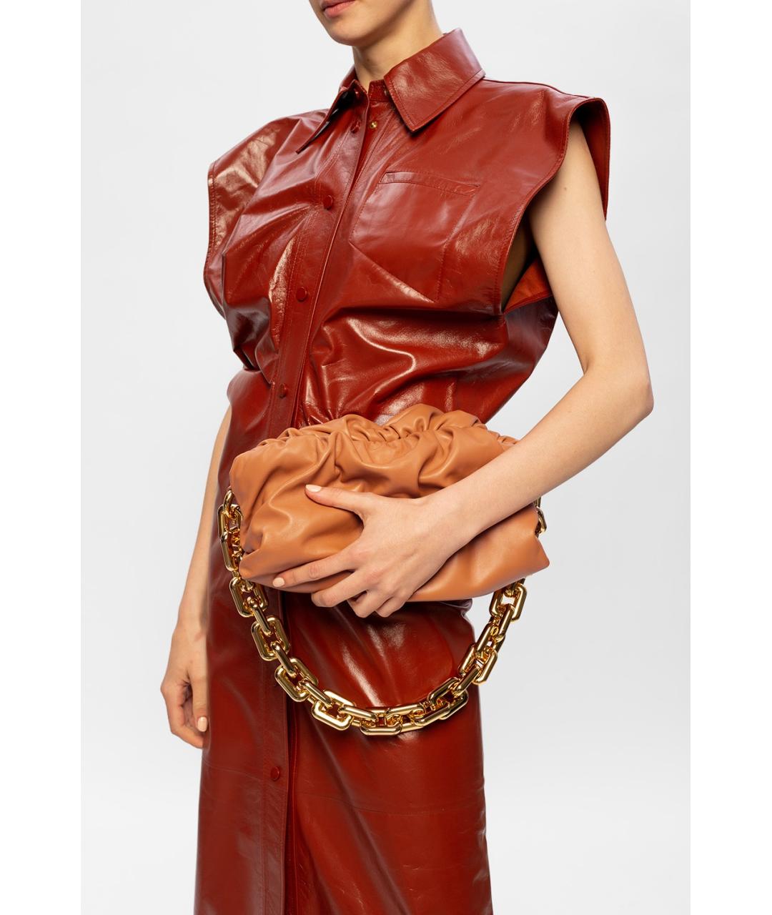 BOTTEGA VENETA Красное кожаное коктейльное платье, фото 3