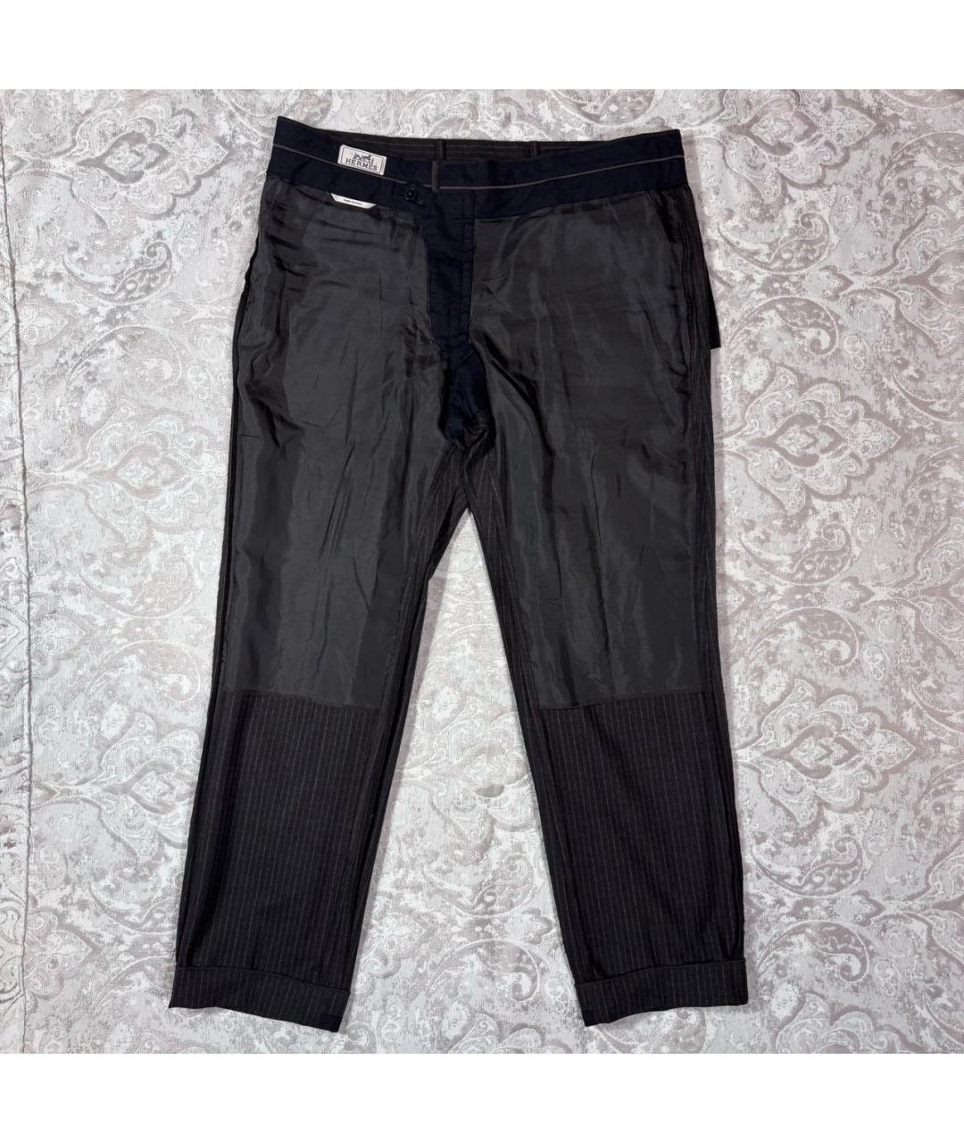 HERMES Коричневые шерстяные классические брюки, фото 3