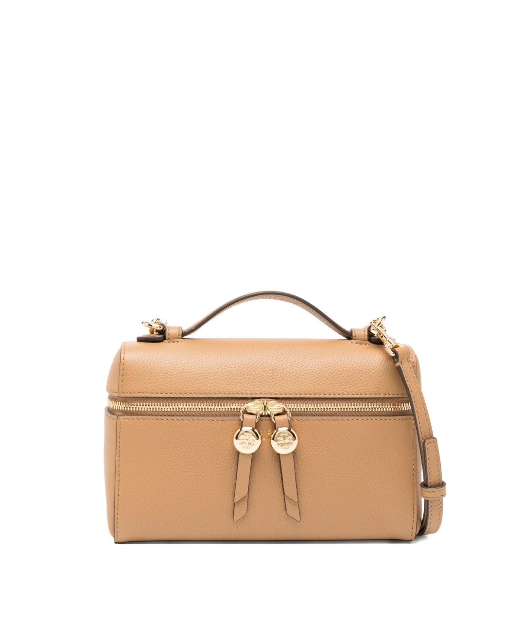 TORY BURCH Бежевая кожаная сумка с короткими ручками, фото 1