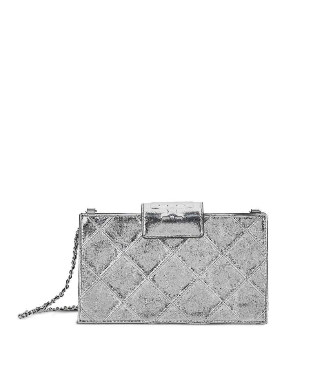 TORY BURCH Серебряная кожаная сумка через плечо, фото 1