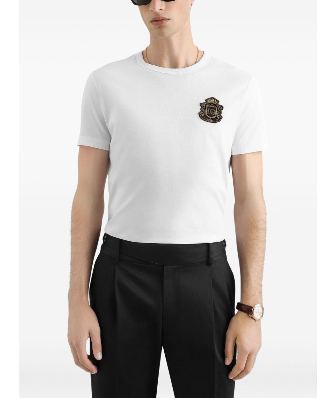 DOLCE&GABBANA Белая хлопковая футболка, фото 4