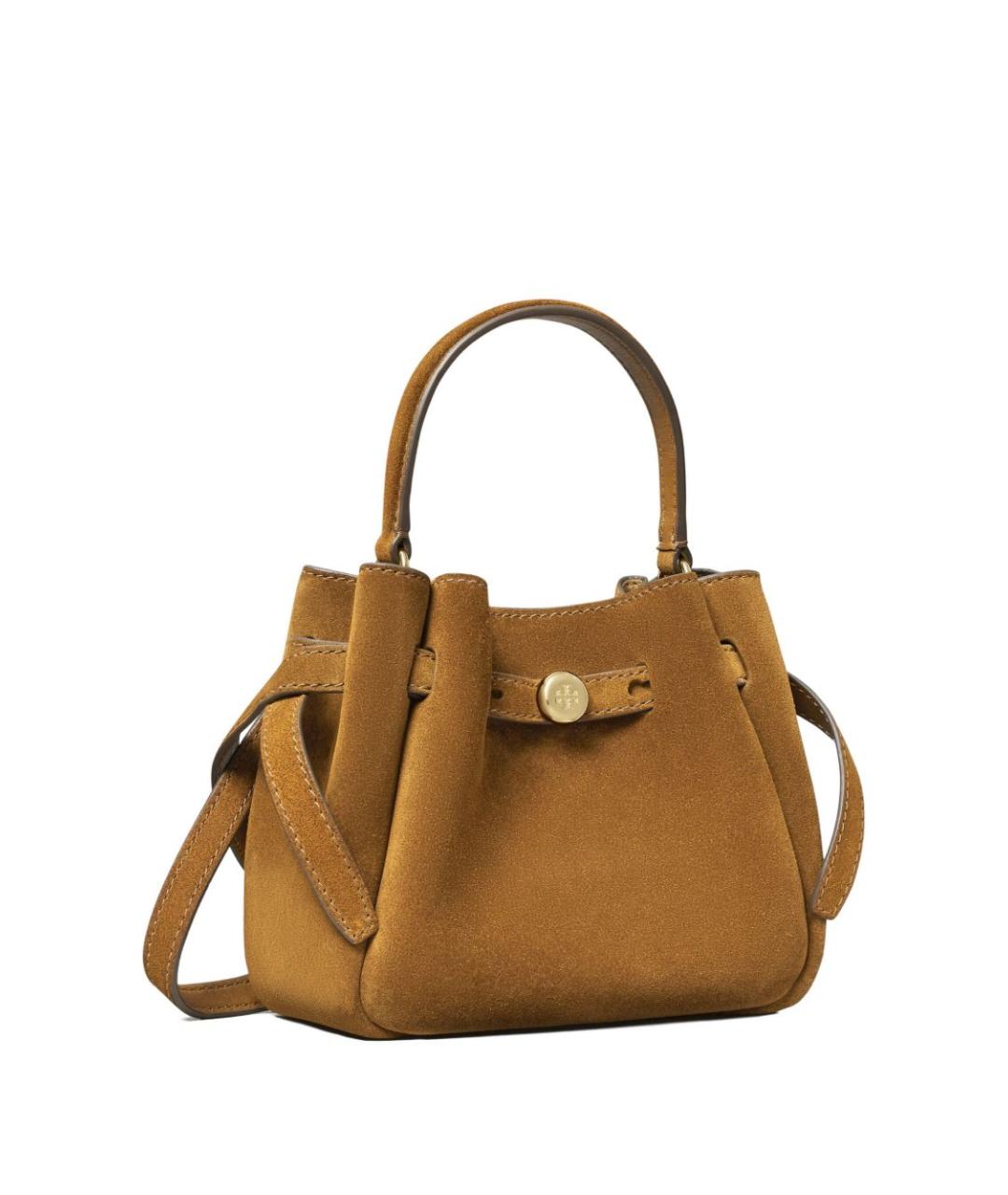 TORY BURCH Коричневая замшевая сумка с короткими ручками, фото 3