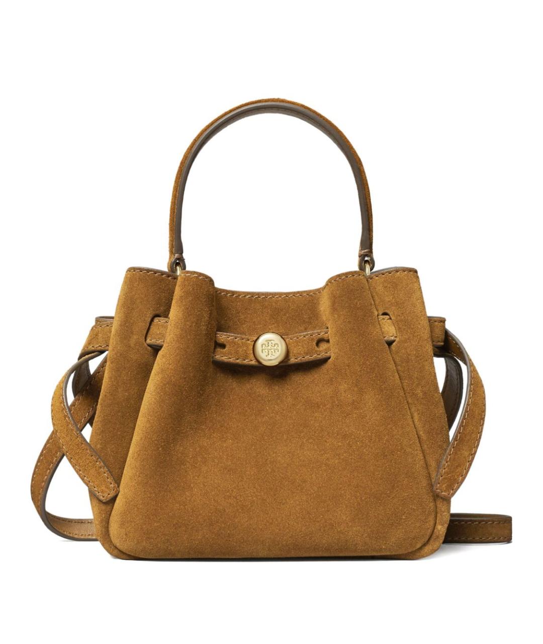 TORY BURCH Коричневая замшевая сумка с короткими ручками, фото 1