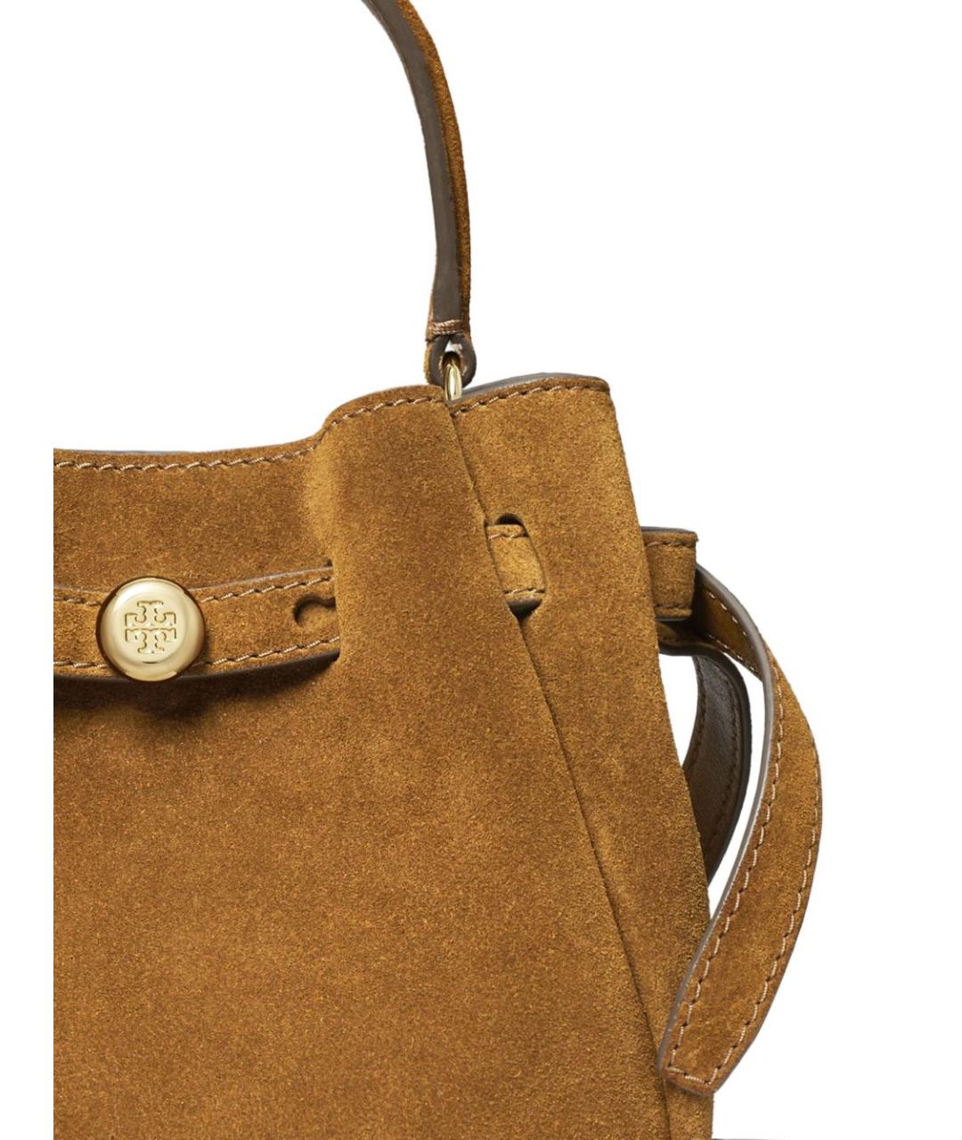 TORY BURCH Коричневая замшевая сумка с короткими ручками, фото 4