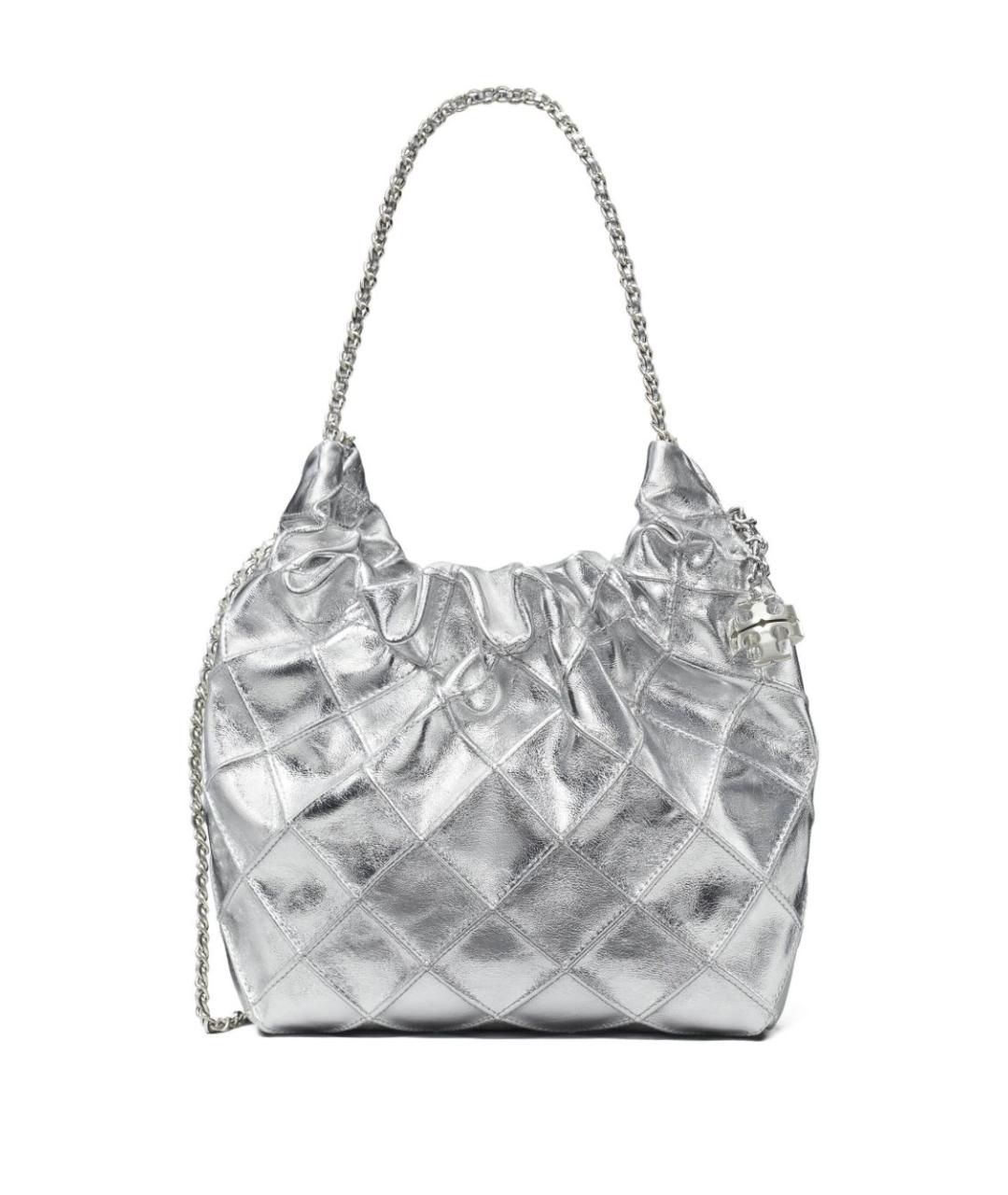 TORY BURCH Серебряная кожаная сумка через плечо, фото 3