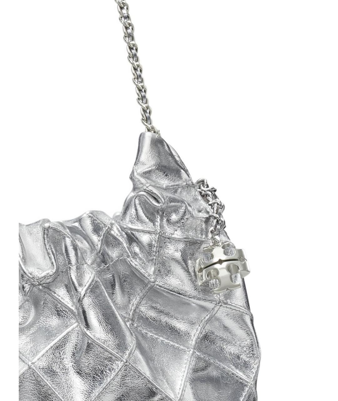 TORY BURCH Серебряная кожаная сумка через плечо, фото 4