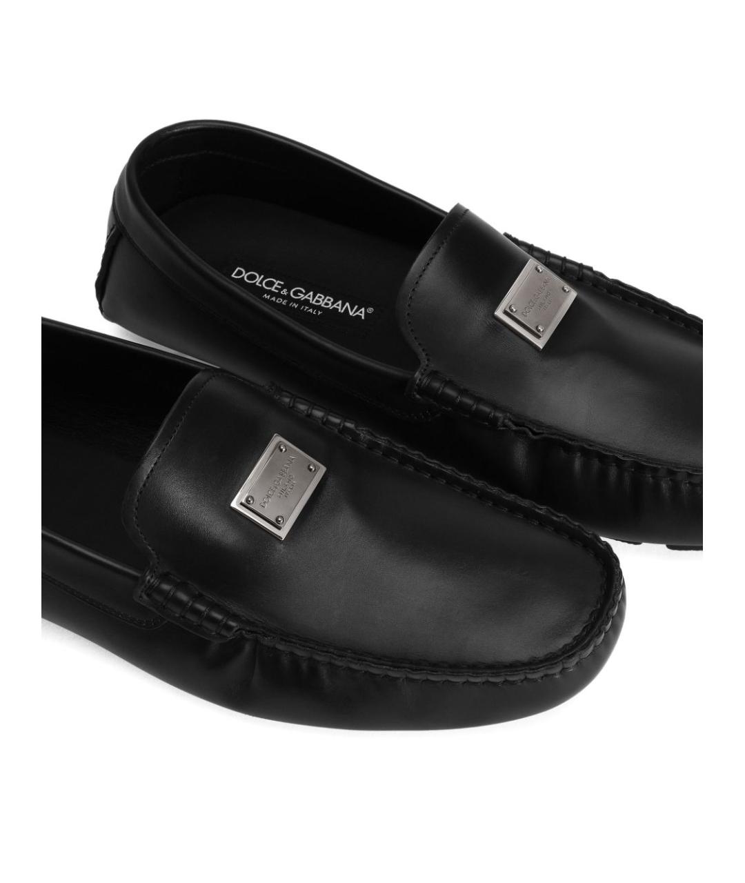 DOLCE&GABBANA Черные кожаные мокасины, фото 4