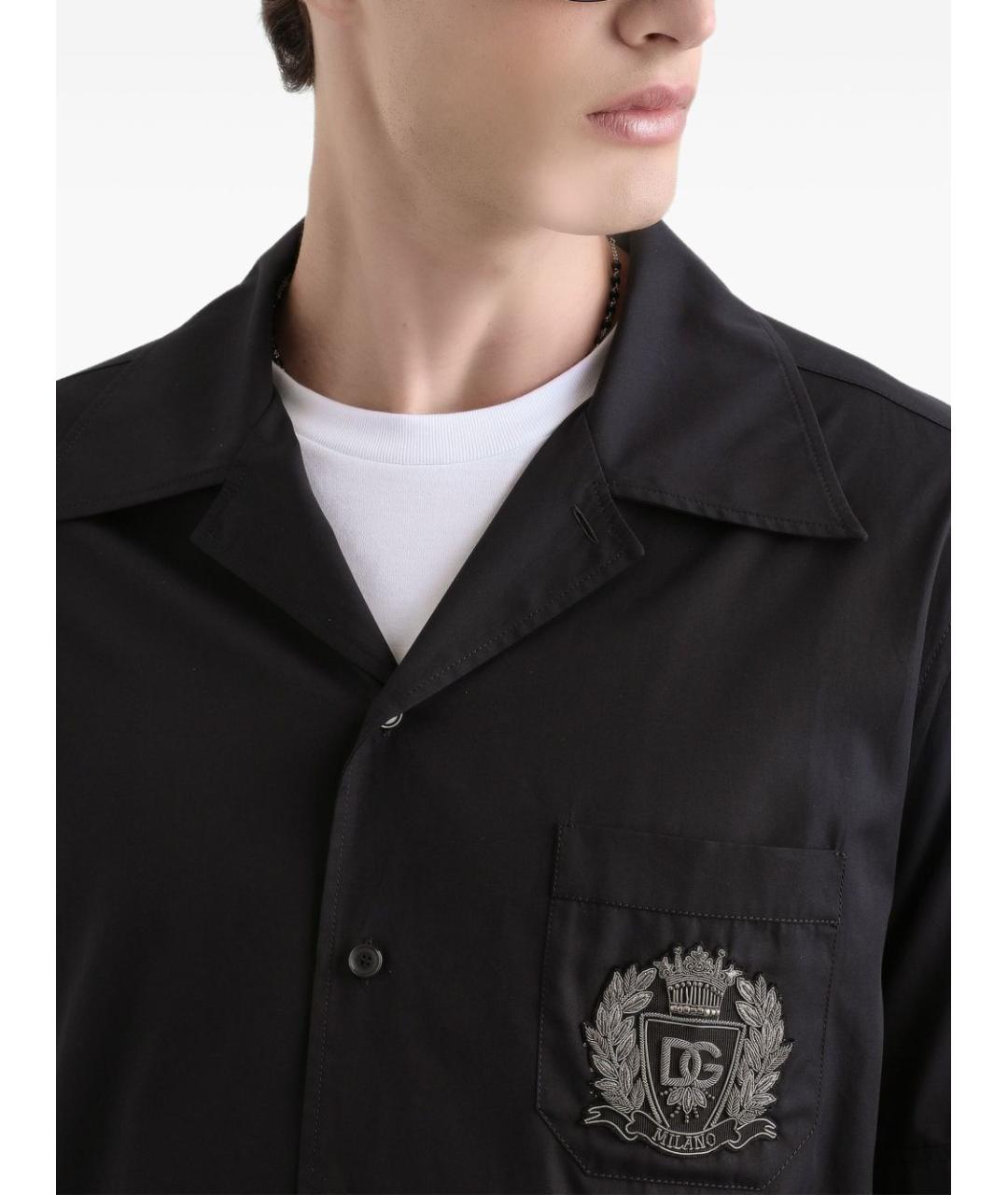 DOLCE&GABBANA Черная хлопковая кэжуал рубашка, фото 5