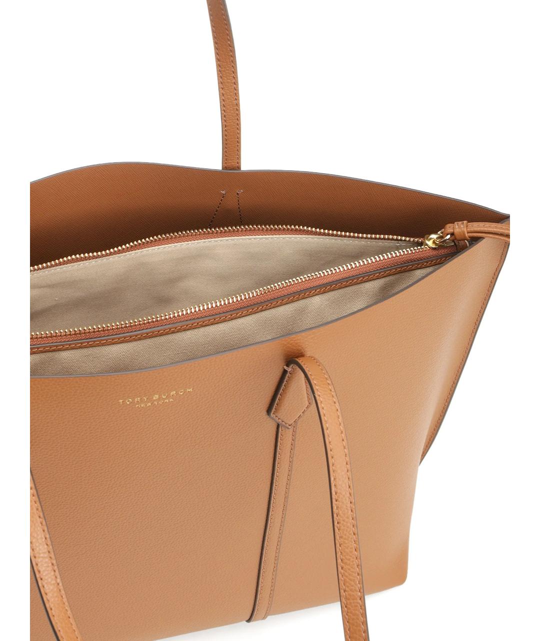 TORY BURCH Коричневая кожаная сумка тоут, фото 4