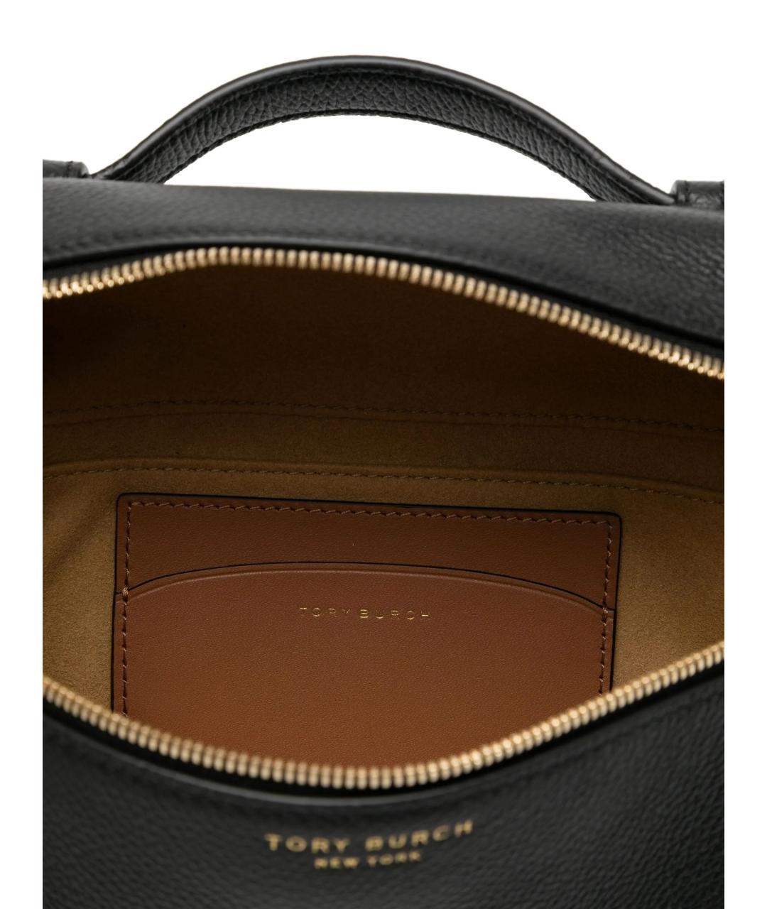 TORY BURCH Черная кожаная сумка с короткими ручками, фото 5